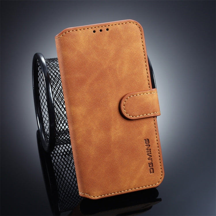 DG.MING Retro Oil Side Horizontal Flip Case for Galaxy S10 E, with Holder & Card Slots & Wallet
