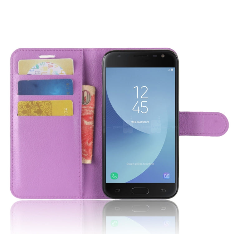 For Galaxy J2 Pro (2018) Litchi Texture Horizontal Flip Leather Case with Holder & Wallet & Card Slots