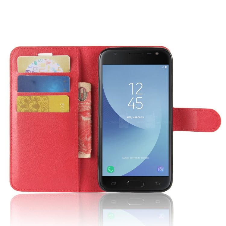 For Galaxy J2 Pro (2018) Litchi Texture Horizontal Flip Leather Case with Holder & Wallet & Card Slots
