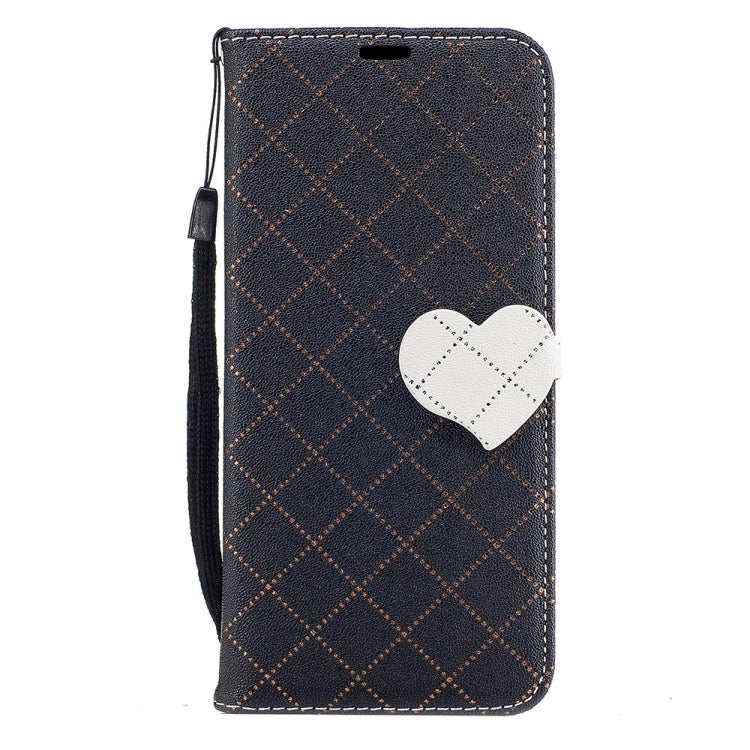 For Galaxy S8 TPU + PU Love Contrast Color Lattice Horizontal Flip Leather Case with Holder & Card Slots & Wallet & Lanyard
