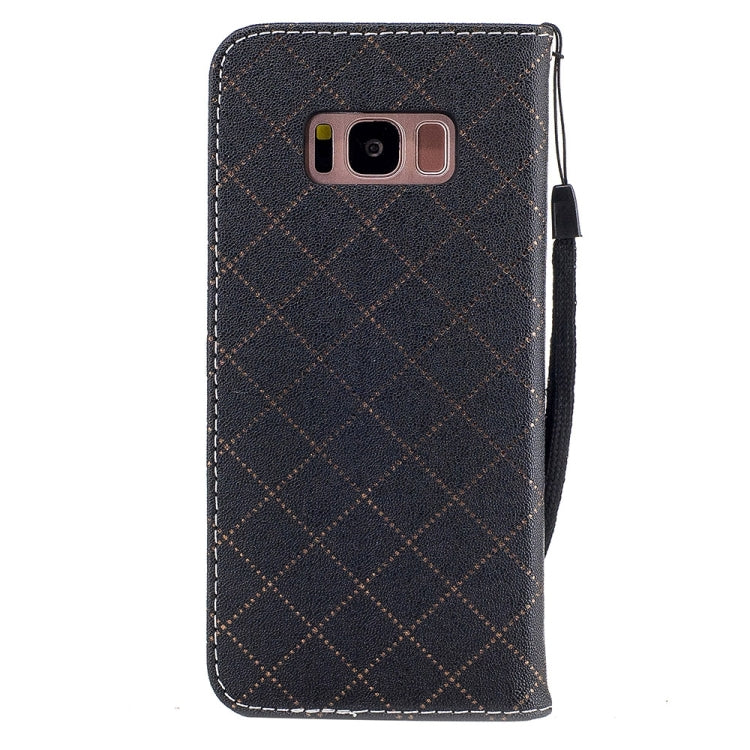 For Galaxy S8 TPU + PU Love Contrast Color Lattice Horizontal Flip Leather Case with Holder & Card Slots & Wallet & Lanyard