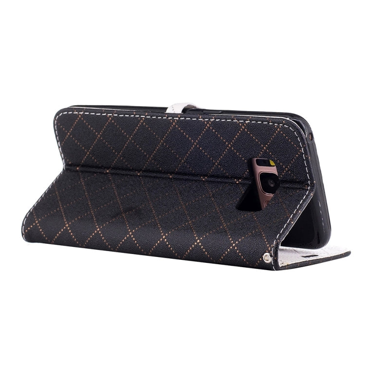 For Galaxy S8 TPU + PU Love Contrast Color Lattice Horizontal Flip Leather Case with Holder & Card Slots & Wallet & Lanyard