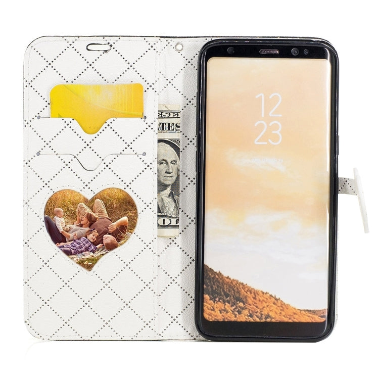 For Galaxy S8 TPU + PU Love Contrast Color Lattice Horizontal Flip Leather Case with Holder & Card Slots & Wallet & Lanyard