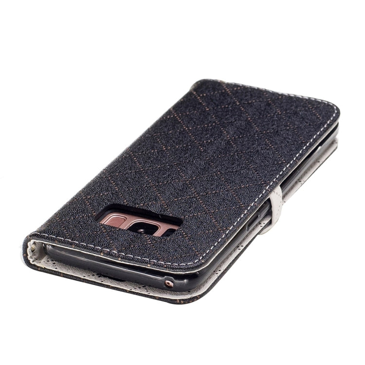 For Galaxy S8 TPU + PU Love Contrast Color Lattice Horizontal Flip Leather Case with Holder & Card Slots & Wallet & Lanyard
