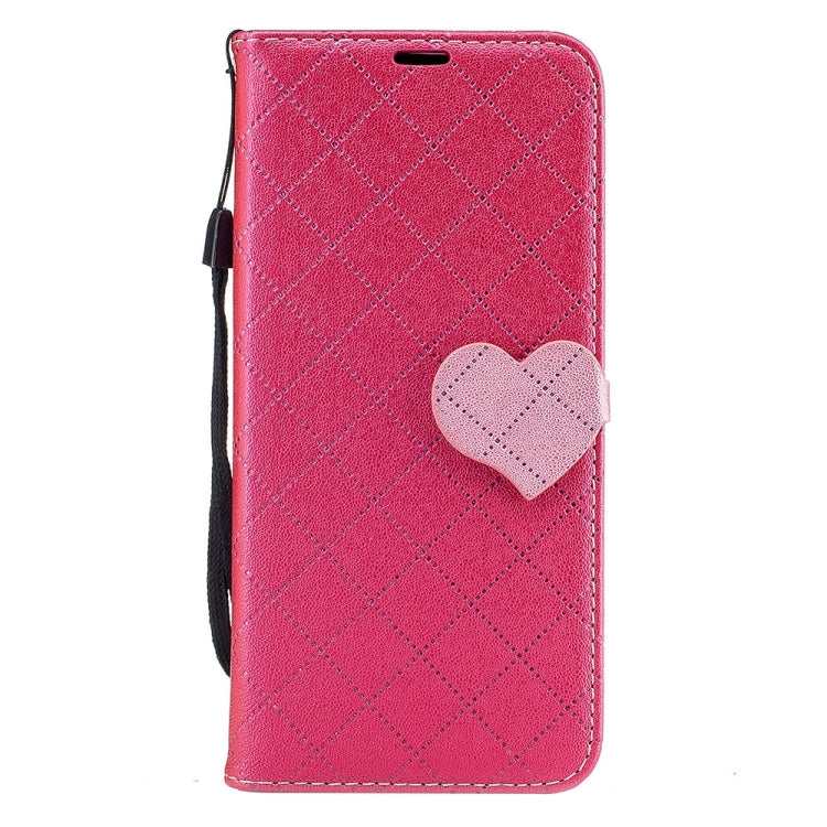 For Galaxy S8 TPU + PU Love Contrast Color Lattice Horizontal Flip Leather Case with Holder & Card Slots & Wallet & Lanyard
