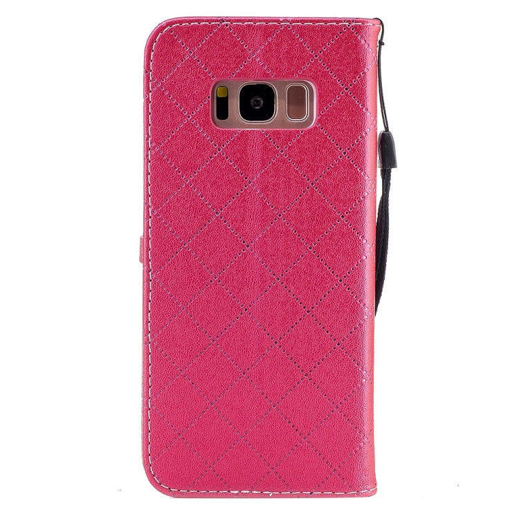 For Galaxy S8 TPU + PU Love Contrast Color Lattice Horizontal Flip Leather Case with Holder & Card Slots & Wallet & Lanyard