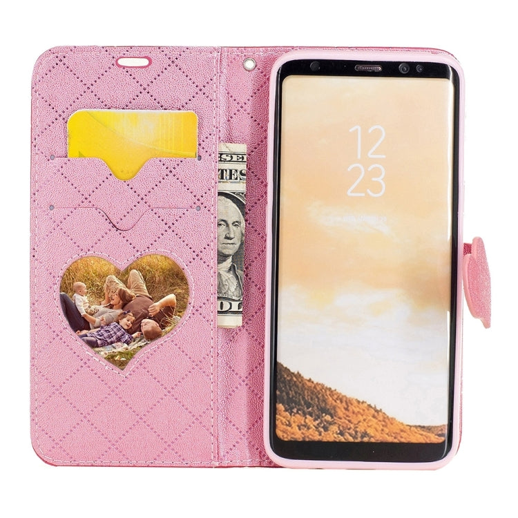 For Galaxy S8 TPU + PU Love Contrast Color Lattice Horizontal Flip Leather Case with Holder & Card Slots & Wallet & Lanyard
