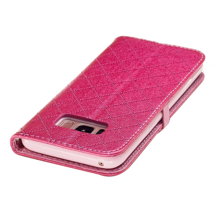 For Galaxy S8 TPU + PU Love Contrast Color Lattice Horizontal Flip Leather Case with Holder & Card Slots & Wallet & Lanyard