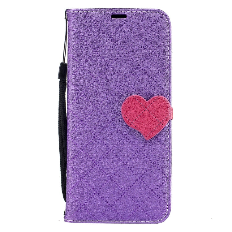 For Galaxy S8 TPU + PU Love Contrast Color Lattice Horizontal Flip Leather Case with Holder & Card Slots & Wallet & Lanyard