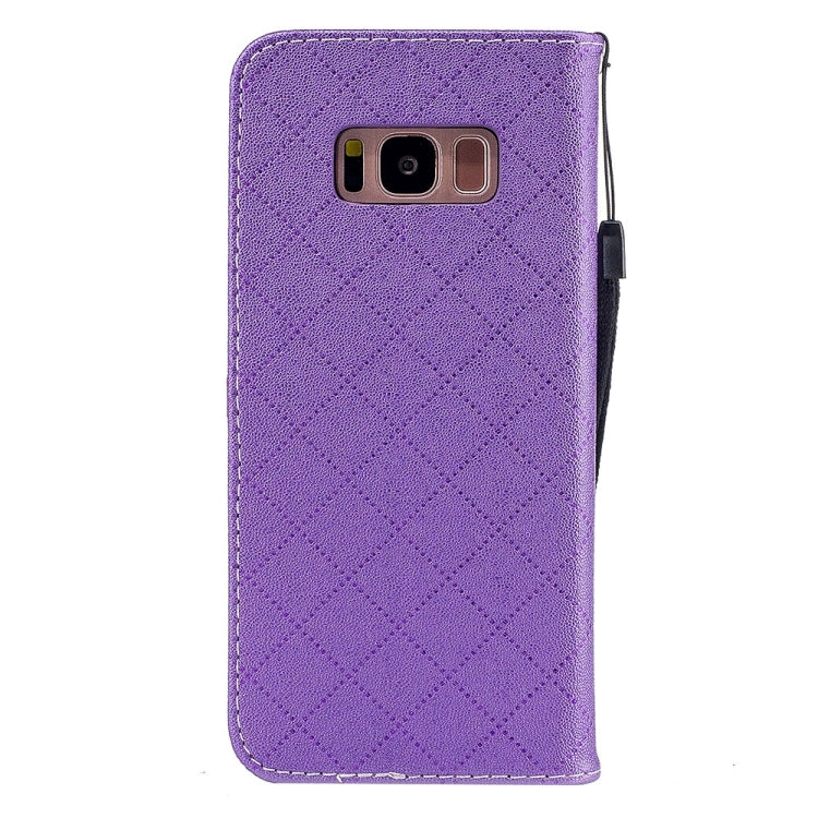 For Galaxy S8 TPU + PU Love Contrast Color Lattice Horizontal Flip Leather Case with Holder & Card Slots & Wallet & Lanyard