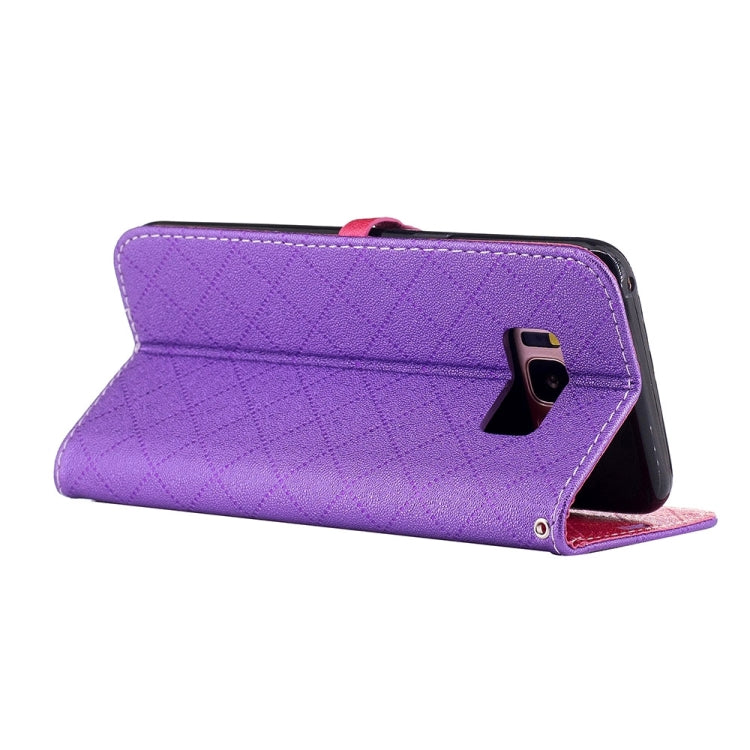 For Galaxy S8 TPU + PU Love Contrast Color Lattice Horizontal Flip Leather Case with Holder & Card Slots & Wallet & Lanyard