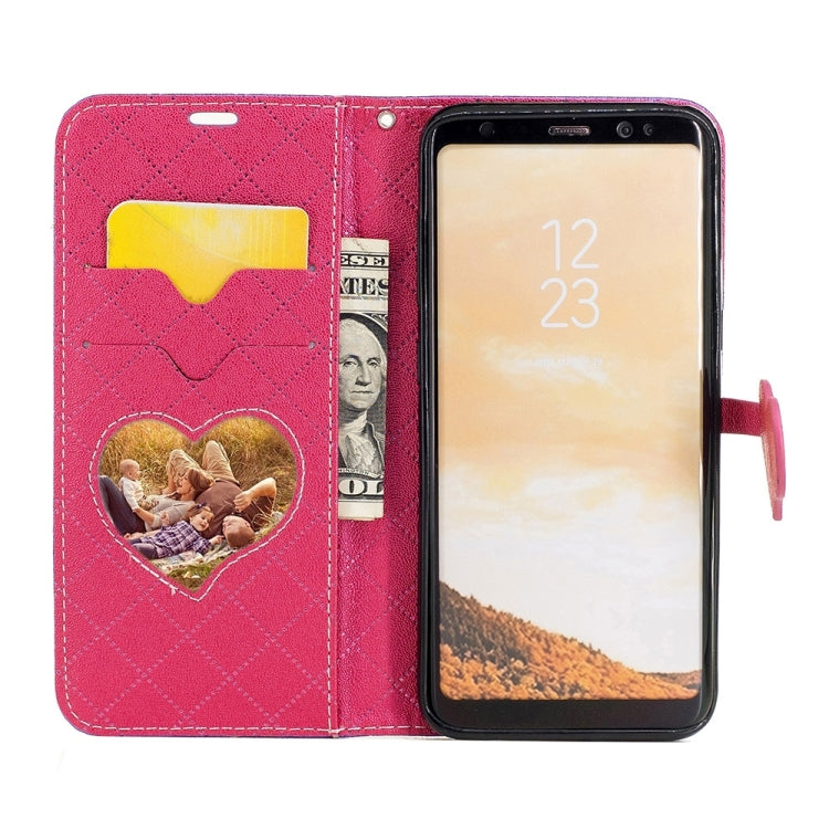 For Galaxy S8 TPU + PU Love Contrast Color Lattice Horizontal Flip Leather Case with Holder & Card Slots & Wallet & Lanyard