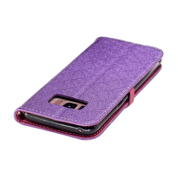 For Galaxy S8 TPU + PU Love Contrast Color Lattice Horizontal Flip Leather Case with Holder & Card Slots & Wallet & Lanyard