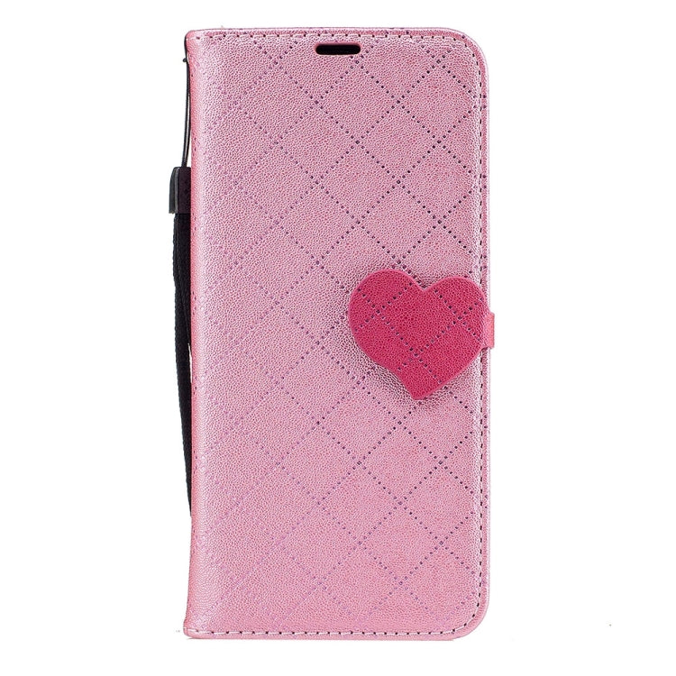 For Galaxy S8 TPU + PU Love Contrast Color Lattice Horizontal Flip Leather Case with Holder & Card Slots & Wallet & Lanyard