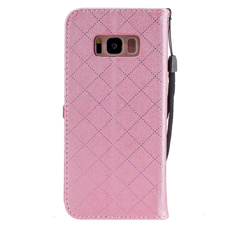 For Galaxy S8 TPU + PU Love Contrast Color Lattice Horizontal Flip Leather Case with Holder & Card Slots & Wallet & Lanyard
