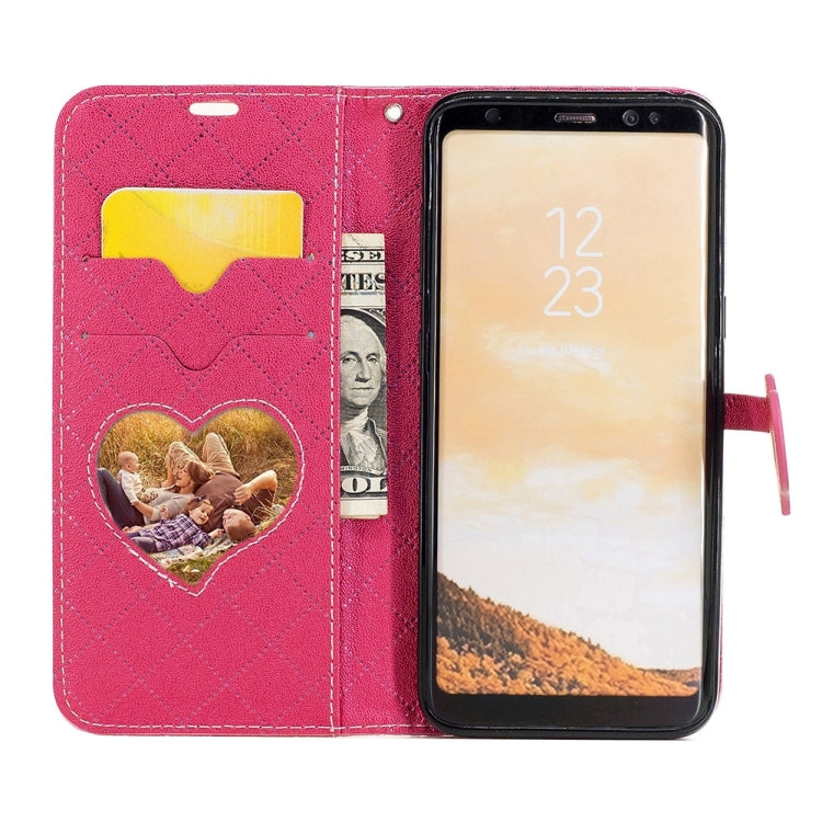 For Galaxy S8 TPU + PU Love Contrast Color Lattice Horizontal Flip Leather Case with Holder & Card Slots & Wallet & Lanyard