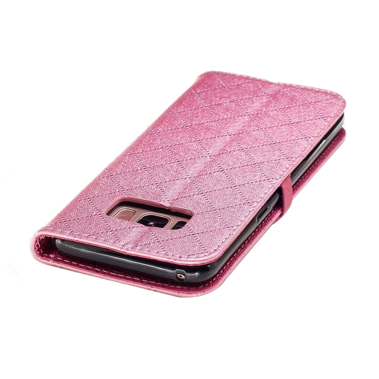 For Galaxy S8 TPU + PU Love Contrast Color Lattice Horizontal Flip Leather Case with Holder & Card Slots & Wallet & Lanyard
