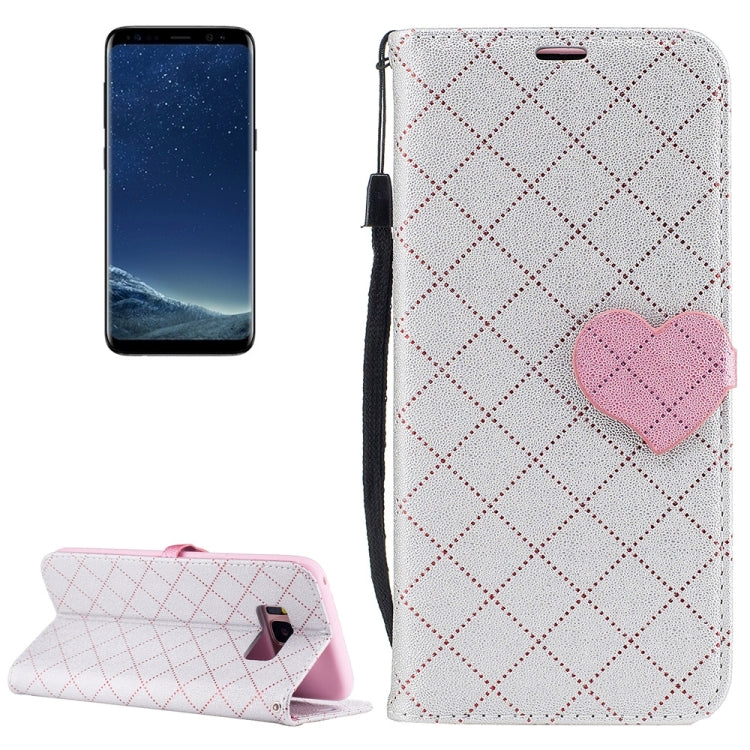 For Galaxy S8 TPU + PU Love Contrast Color Lattice Horizontal Flip Leather Case with Holder & Card Slots & Wallet & Lanyard