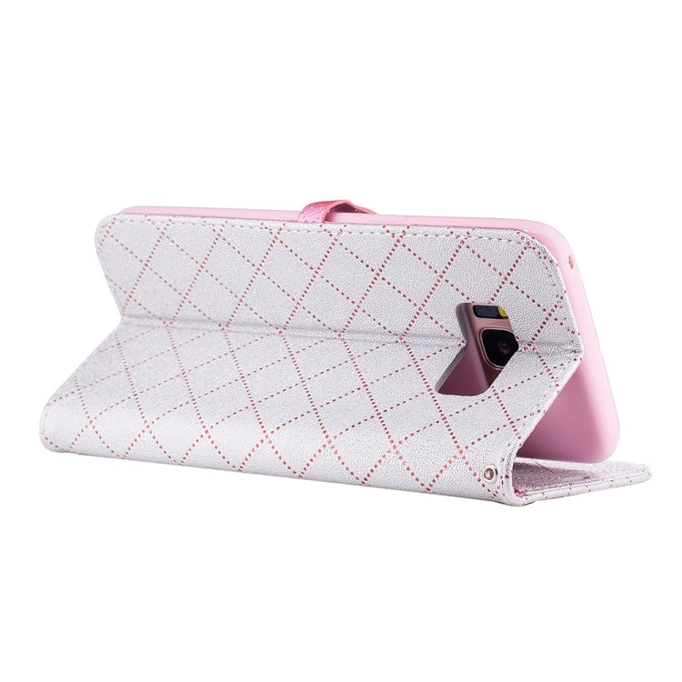 For Galaxy S8 TPU + PU Love Contrast Color Lattice Horizontal Flip Leather Case with Holder & Card Slots & Wallet & Lanyard