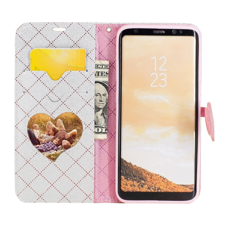 For Galaxy S8 TPU + PU Love Contrast Color Lattice Horizontal Flip Leather Case with Holder & Card Slots & Wallet & Lanyard