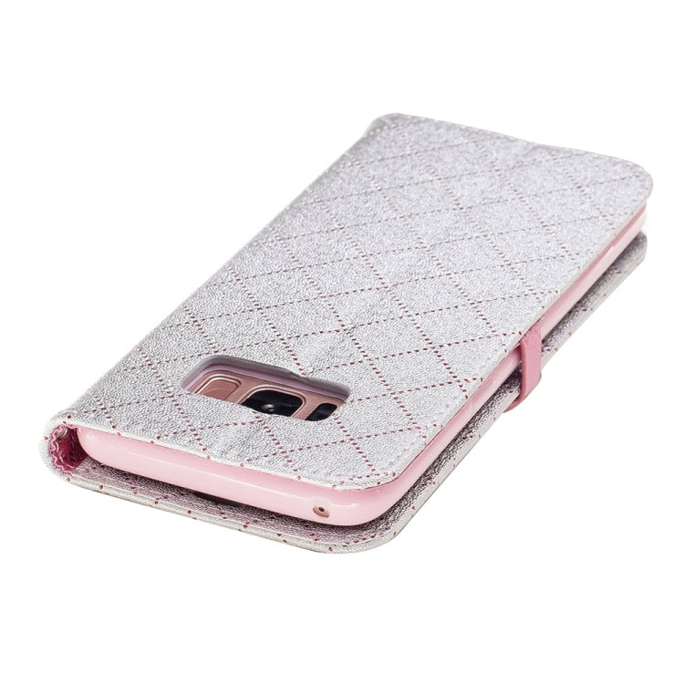 For Galaxy S8 TPU + PU Love Contrast Color Lattice Horizontal Flip Leather Case with Holder & Card Slots & Wallet & Lanyard