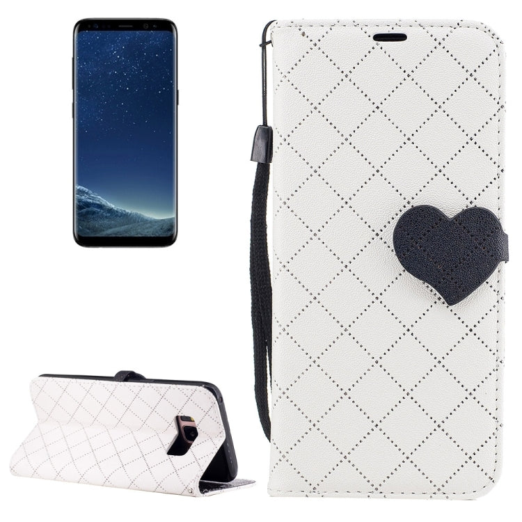 For Galaxy S8 TPU + PU Love Contrast Color Lattice Horizontal Flip Leather Case with Holder & Card Slots & Wallet & Lanyard