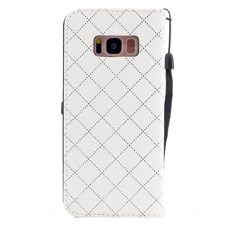 For Galaxy S8 TPU + PU Love Contrast Color Lattice Horizontal Flip Leather Case with Holder & Card Slots & Wallet & Lanyard