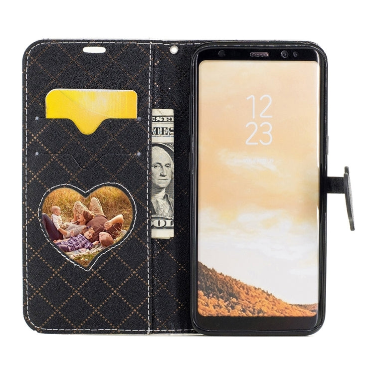 For Galaxy S8 TPU + PU Love Contrast Color Lattice Horizontal Flip Leather Case with Holder & Card Slots & Wallet & Lanyard