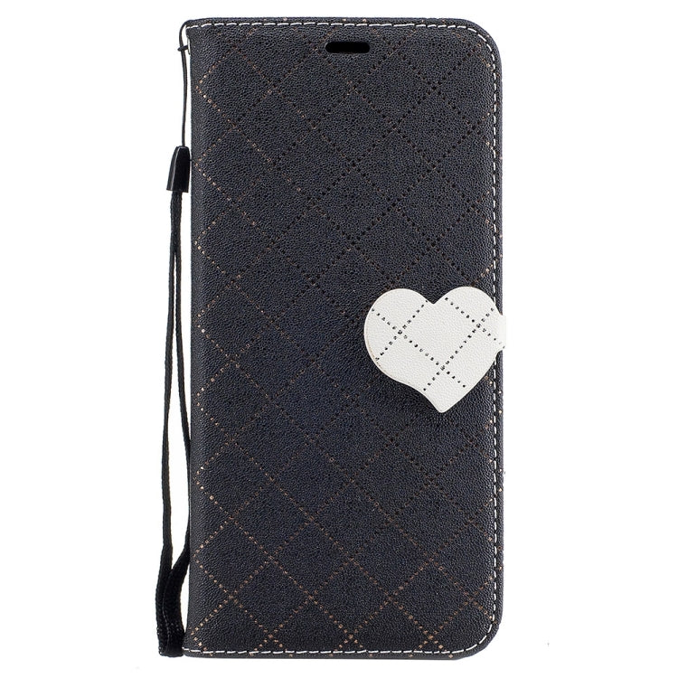 For Galaxy S8 + / G955 TPU + PU Love Contrast Color Lattice Horizontal Flip Leather Case with Holder & Card Slots & Wallet & Lanyard