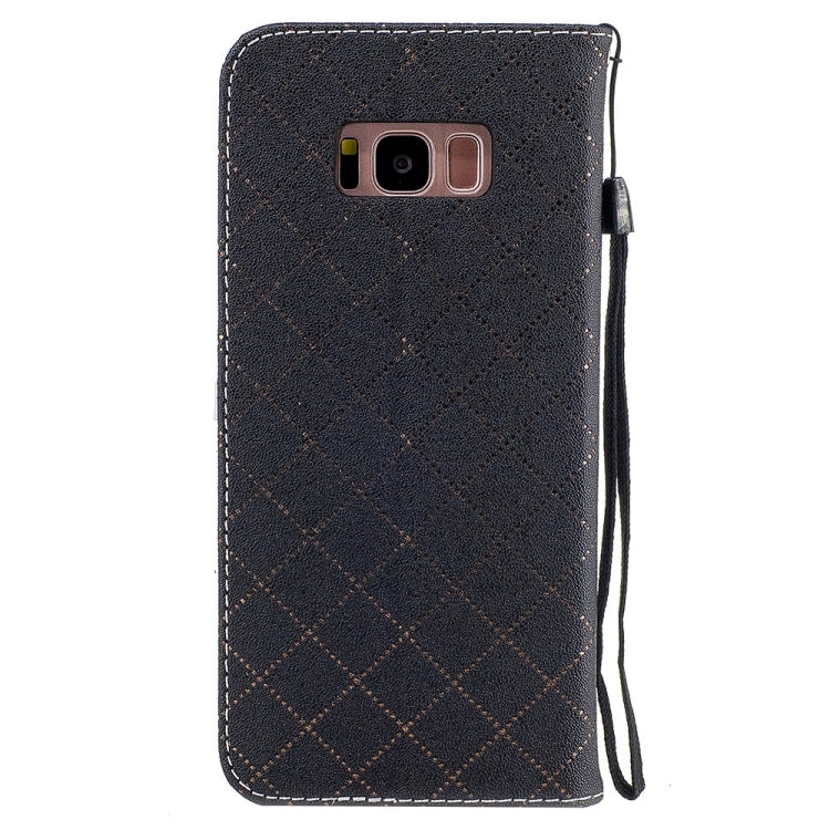 For Galaxy S8 + / G955 TPU + PU Love Contrast Color Lattice Horizontal Flip Leather Case with Holder & Card Slots & Wallet & Lanyard