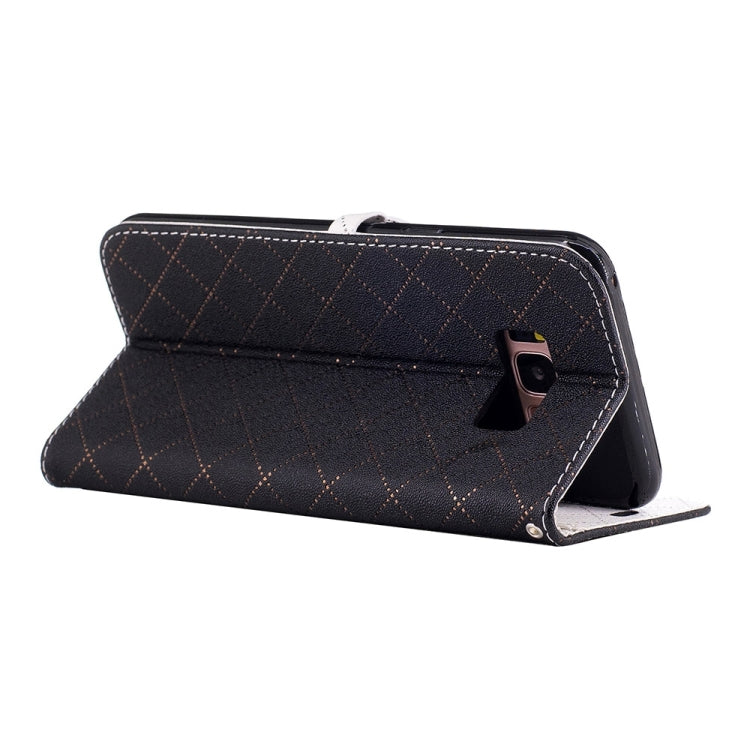 For Galaxy S8 + / G955 TPU + PU Love Contrast Color Lattice Horizontal Flip Leather Case with Holder & Card Slots & Wallet & Lanyard