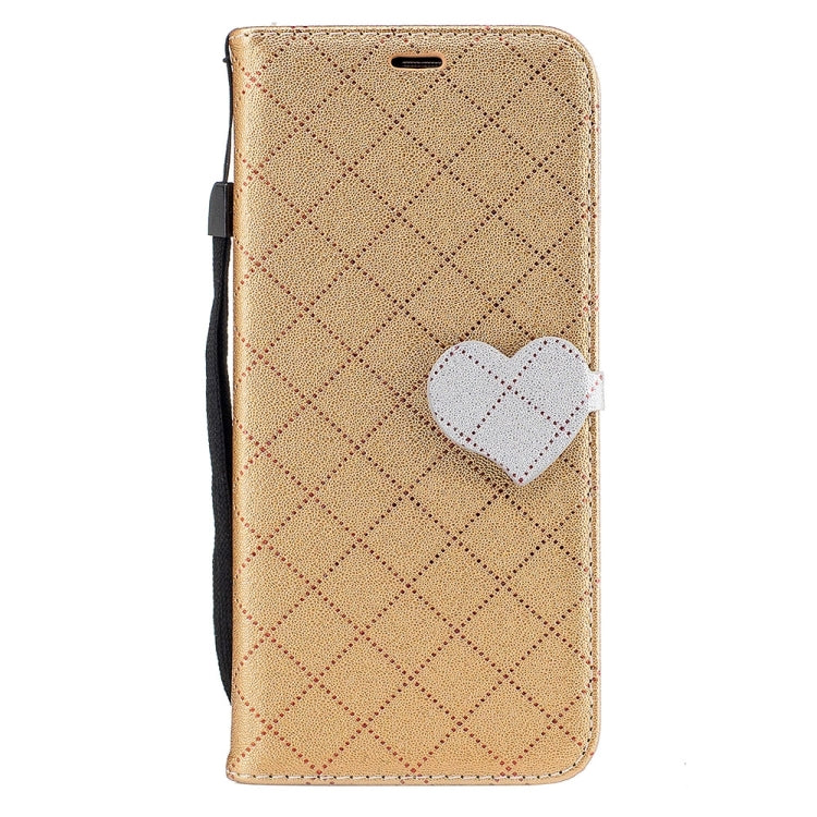 For Galaxy S8 + / G955 TPU + PU Love Contrast Color Lattice Horizontal Flip Leather Case with Holder & Card Slots & Wallet & Lanyard