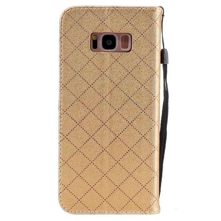 For Galaxy S8 + / G955 TPU + PU Love Contrast Color Lattice Horizontal Flip Leather Case with Holder & Card Slots & Wallet & Lanyard