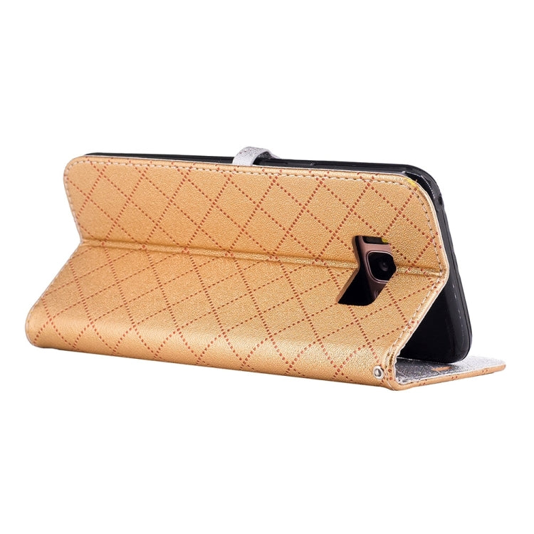 For Galaxy S8 + / G955 TPU + PU Love Contrast Color Lattice Horizontal Flip Leather Case with Holder & Card Slots & Wallet & Lanyard