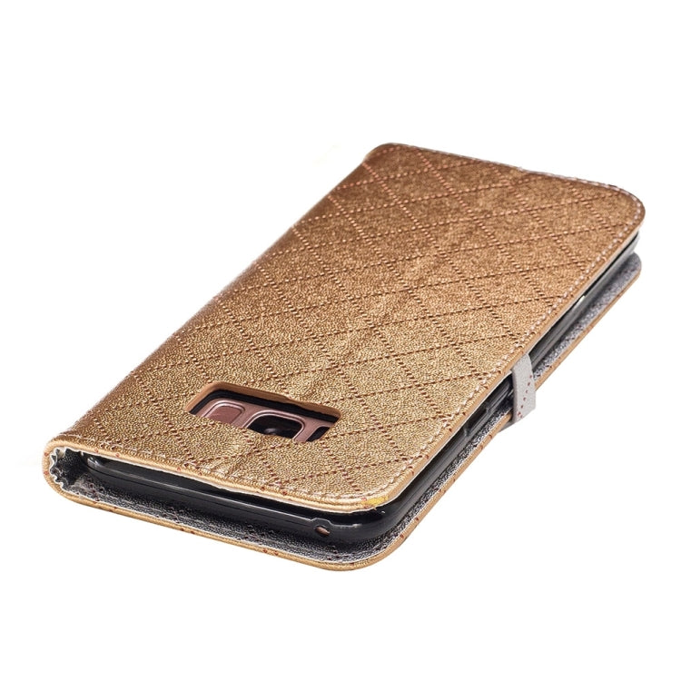 For Galaxy S8 + / G955 TPU + PU Love Contrast Color Lattice Horizontal Flip Leather Case with Holder & Card Slots & Wallet & Lanyard