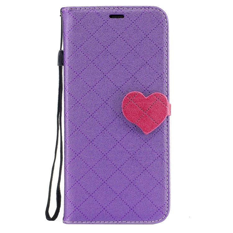 For Galaxy S8 + / G955 TPU + PU Love Contrast Color Lattice Horizontal Flip Leather Case with Holder & Card Slots & Wallet & Lanyard