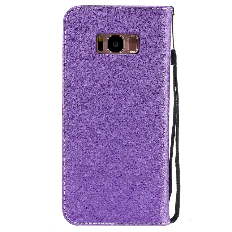 For Galaxy S8 + / G955 TPU + PU Love Contrast Color Lattice Horizontal Flip Leather Case with Holder & Card Slots & Wallet & Lanyard