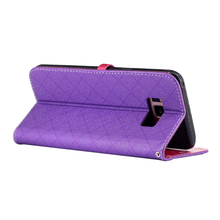 For Galaxy S8 + / G955 TPU + PU Love Contrast Color Lattice Horizontal Flip Leather Case with Holder & Card Slots & Wallet & Lanyard