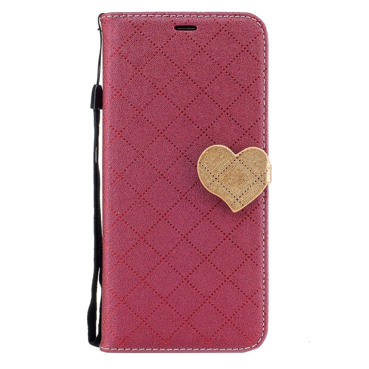 For Galaxy S8 + / G955 TPU + PU Love Contrast Color Lattice Horizontal Flip Leather Case with Holder & Card Slots & Wallet & Lanyard