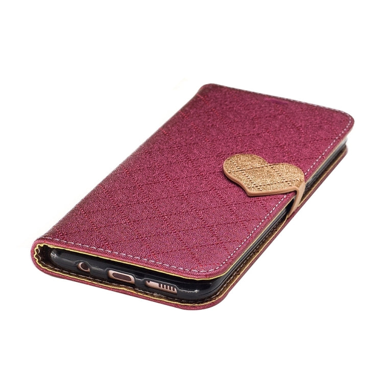 For Galaxy S8 + / G955 TPU + PU Love Contrast Color Lattice Horizontal Flip Leather Case with Holder & Card Slots & Wallet & Lanyard