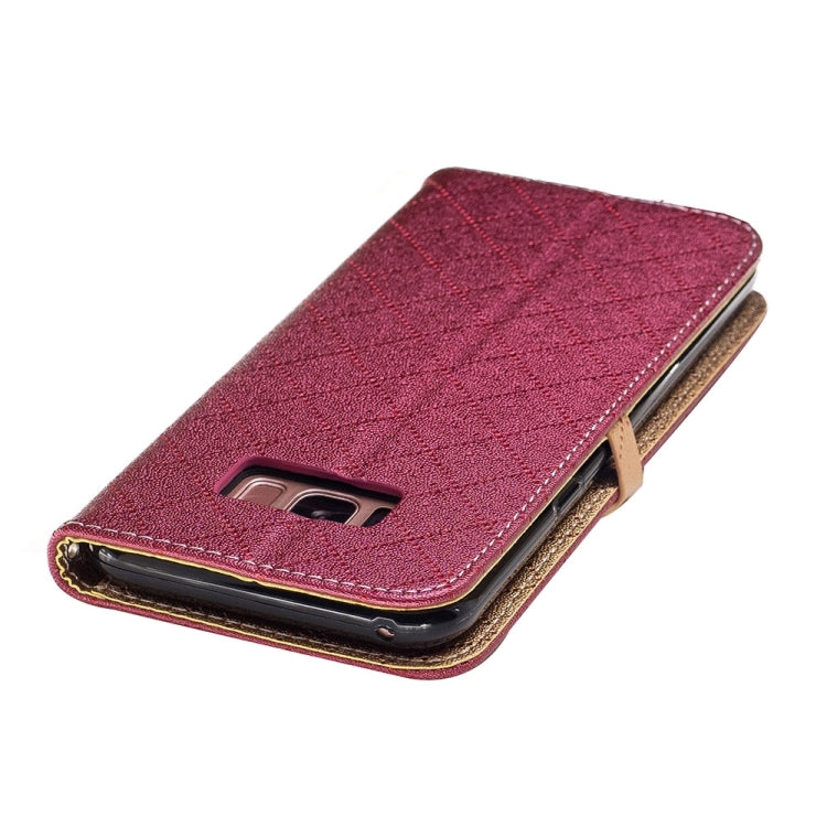 For Galaxy S8 + / G955 TPU + PU Love Contrast Color Lattice Horizontal Flip Leather Case with Holder & Card Slots & Wallet & Lanyard