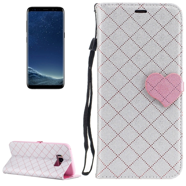 For Galaxy S8 + / G955 TPU + PU Love Contrast Color Lattice Horizontal Flip Leather Case with Holder & Card Slots & Wallet & Lanyard