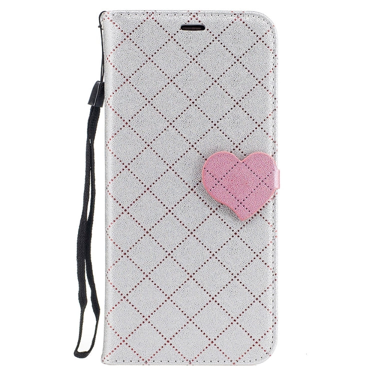 For Galaxy S8 + / G955 TPU + PU Love Contrast Color Lattice Horizontal Flip Leather Case with Holder & Card Slots & Wallet & Lanyard