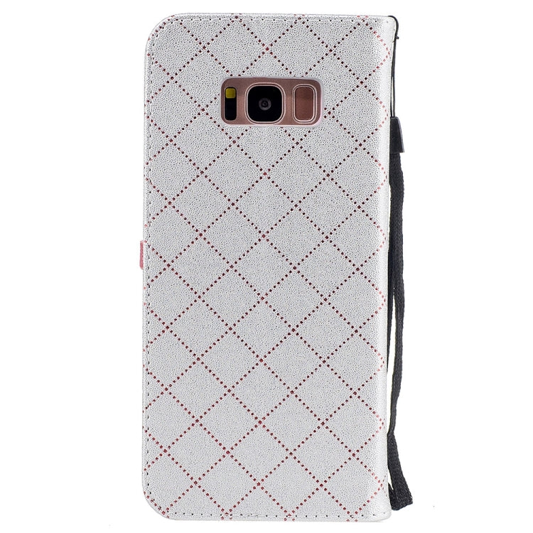 For Galaxy S8 + / G955 TPU + PU Love Contrast Color Lattice Horizontal Flip Leather Case with Holder & Card Slots & Wallet & Lanyard