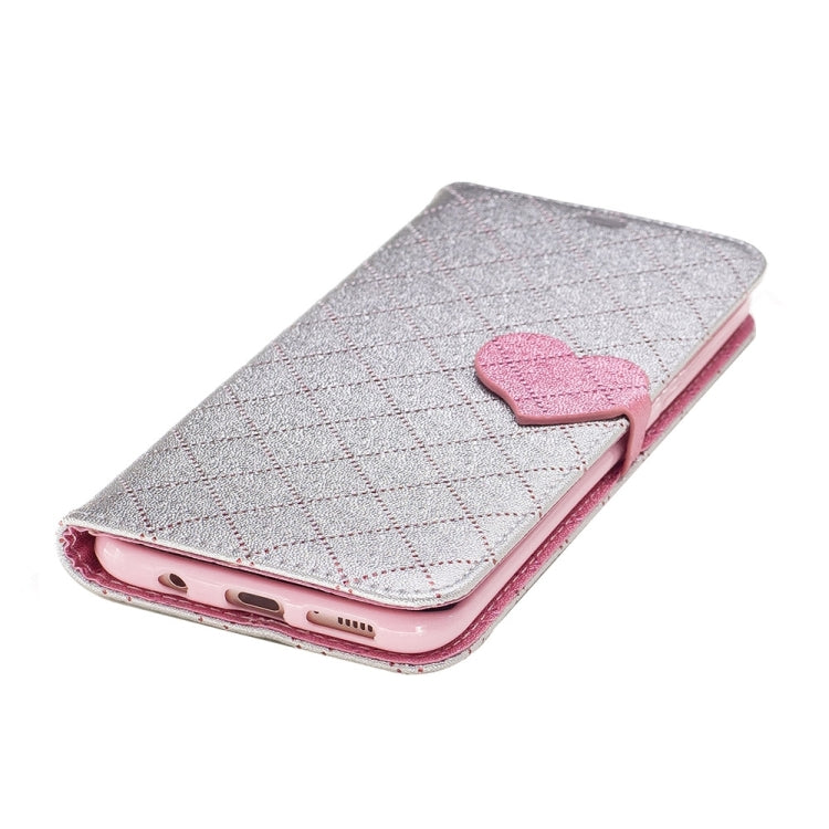 For Galaxy S8 + / G955 TPU + PU Love Contrast Color Lattice Horizontal Flip Leather Case with Holder & Card Slots & Wallet & Lanyard