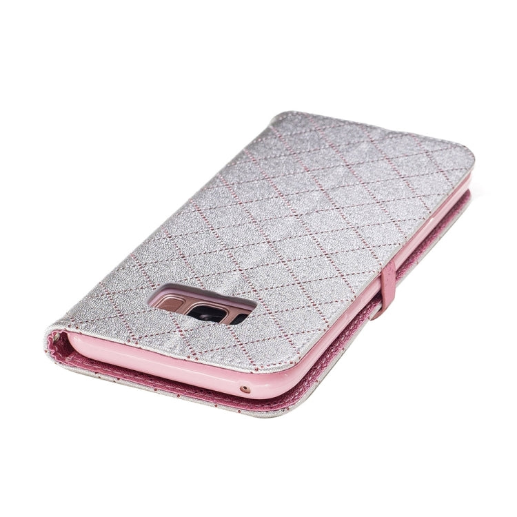 For Galaxy S8 + / G955 TPU + PU Love Contrast Color Lattice Horizontal Flip Leather Case with Holder & Card Slots & Wallet & Lanyard