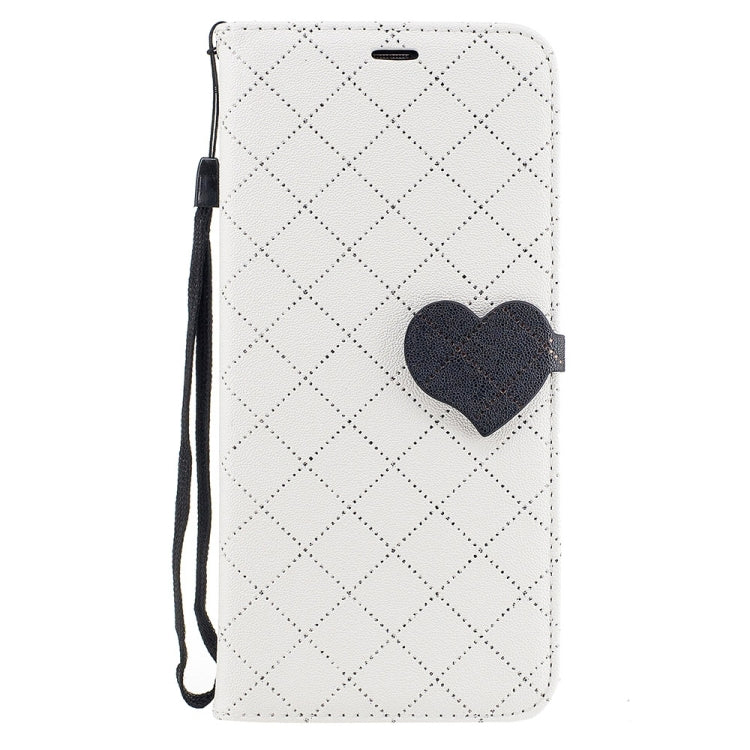 For Galaxy S8 + / G955 TPU + PU Love Contrast Color Lattice Horizontal Flip Leather Case with Holder & Card Slots & Wallet & Lanyard