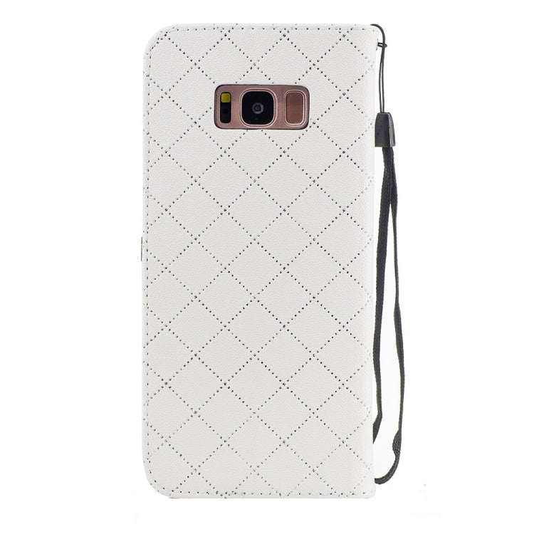 For Galaxy S8 + / G955 TPU + PU Love Contrast Color Lattice Horizontal Flip Leather Case with Holder & Card Slots & Wallet & Lanyard