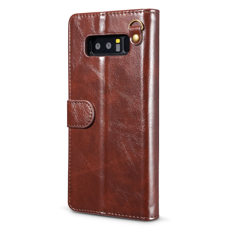 DG.MING for Galaxy Note 8 Genuine Leather Horizontal Flip Detachable Magnetic Protective Case with Holder & Card Slots & Lanyard