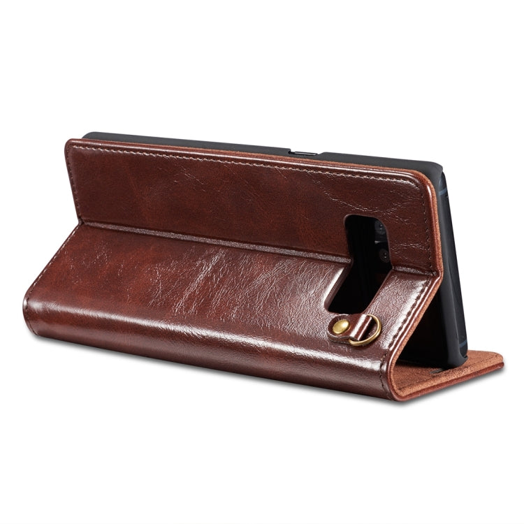 DG.MING for Galaxy Note 8 Genuine Leather Horizontal Flip Detachable Magnetic Protective Case with Holder & Card Slots & Lanyard